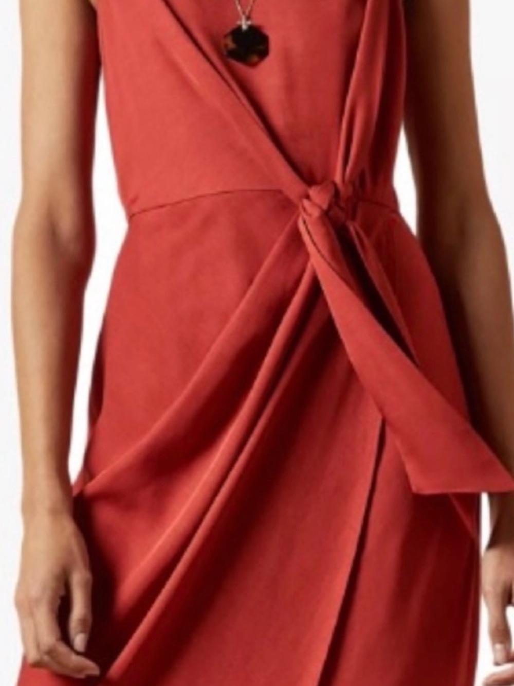 Ted Baker London Rust Red Tie-Front Midi Dress - Picture 3 of 10